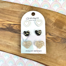 Load image into Gallery viewer, 3 Pair Heart Stud packs