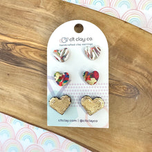 Load image into Gallery viewer, 3 Pair Heart Stud packs
