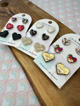 Load image into Gallery viewer, 3 Pair Heart Stud packs