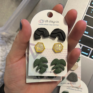 Monstera 3 Pair Stud pack (4 Styles)