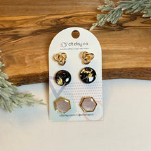 Load image into Gallery viewer, Marble Glam Trio Studs
