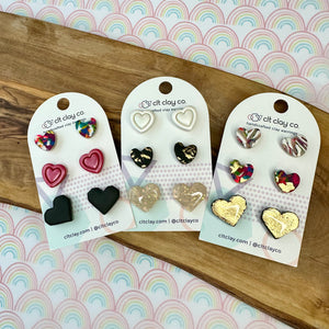 3 Pair Heart Stud packs